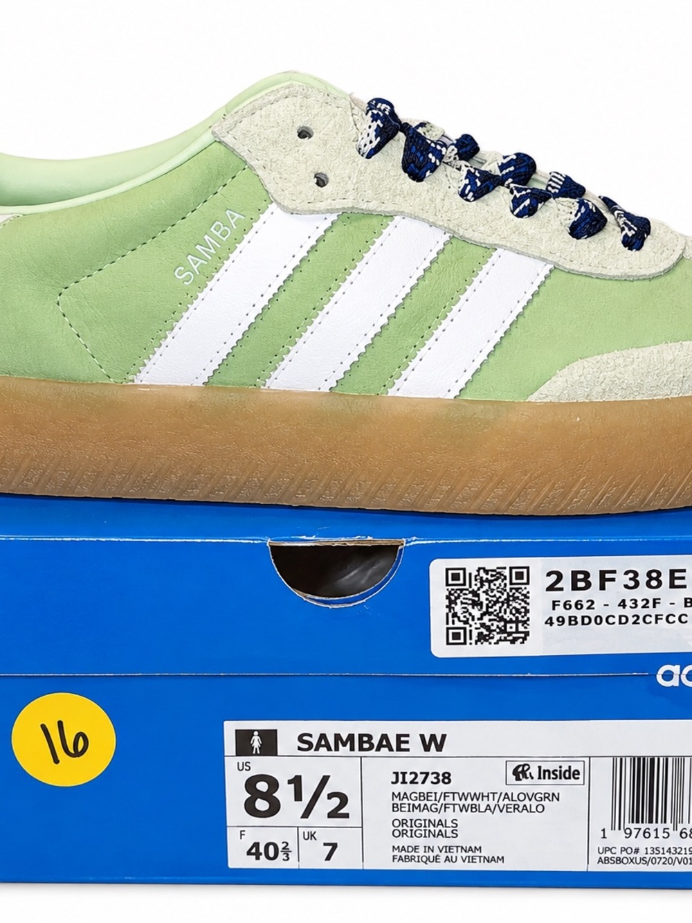 Adidas Sambae W Semi Green Spark JI2738 Women’s 8.5 New With Box - Picture 6 of 7